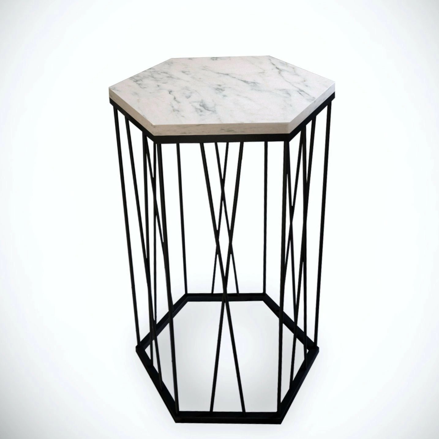 Tavolinë anësore Hanah Home, Cetrus - Marmo, e bardhë dhe e zezë