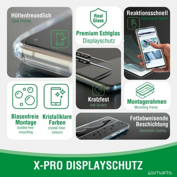 Mbështjellës xhami i fortë 4smarts për iPhone 13 / 13 Pro, 6.1", i zi/transparente