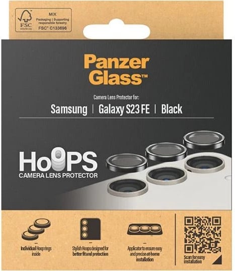 Mbrojtës kamerash PanzerGlass Hoops për Samsung Galaxy S23 FE, kornizë e zezë