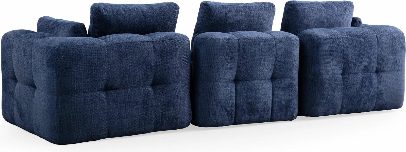 Këndare Amaris 3 vende me pouffe, ngjyrë navy blue