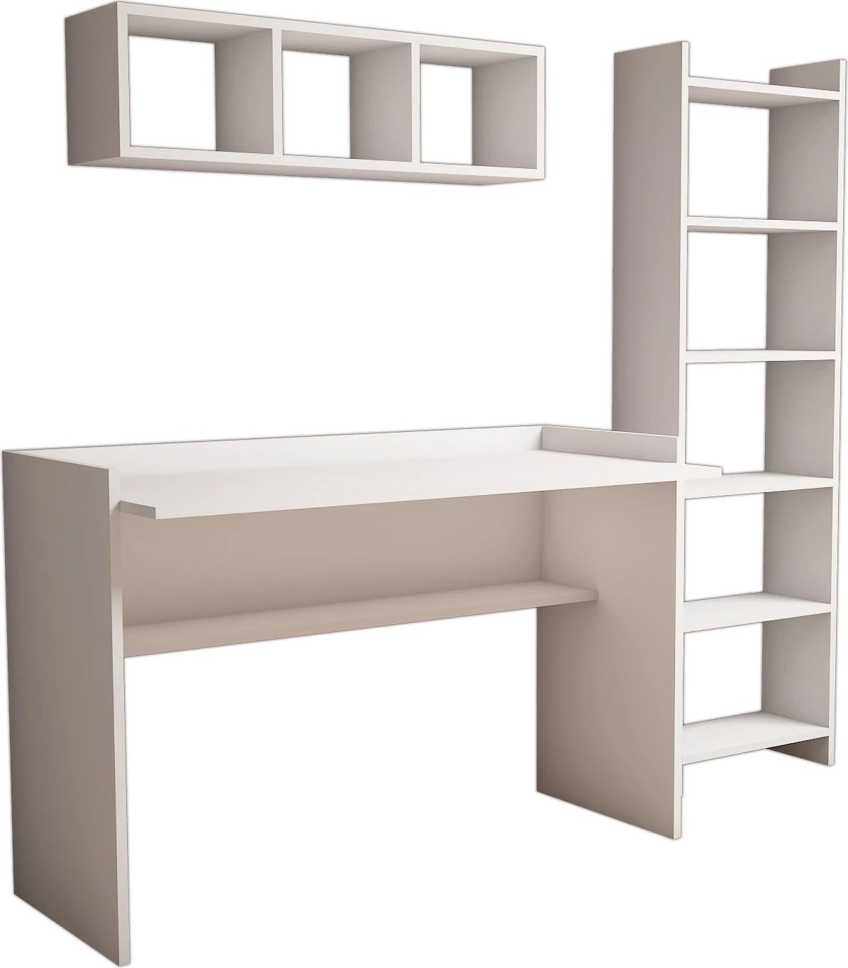 Set tavoline studimi me raft librash, Hanah Home, Hera, e bardhë