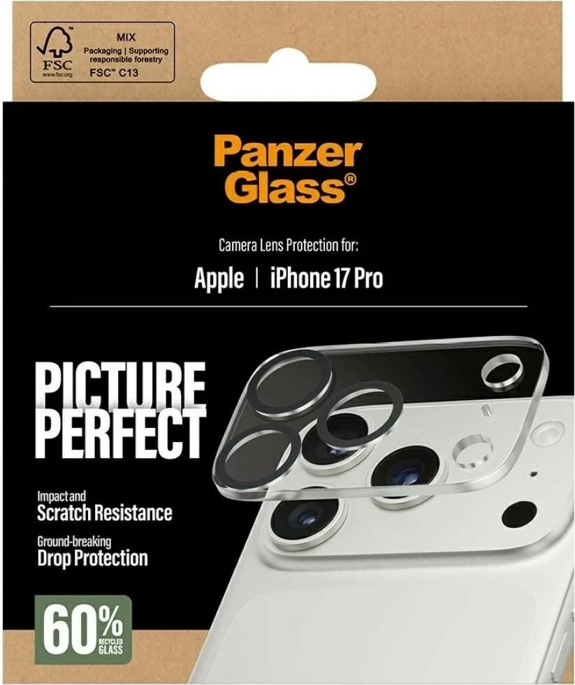Mbështjellës xhami PanzerGlass për kamerë iPhone 17 Pro/17 Pro Max transparent