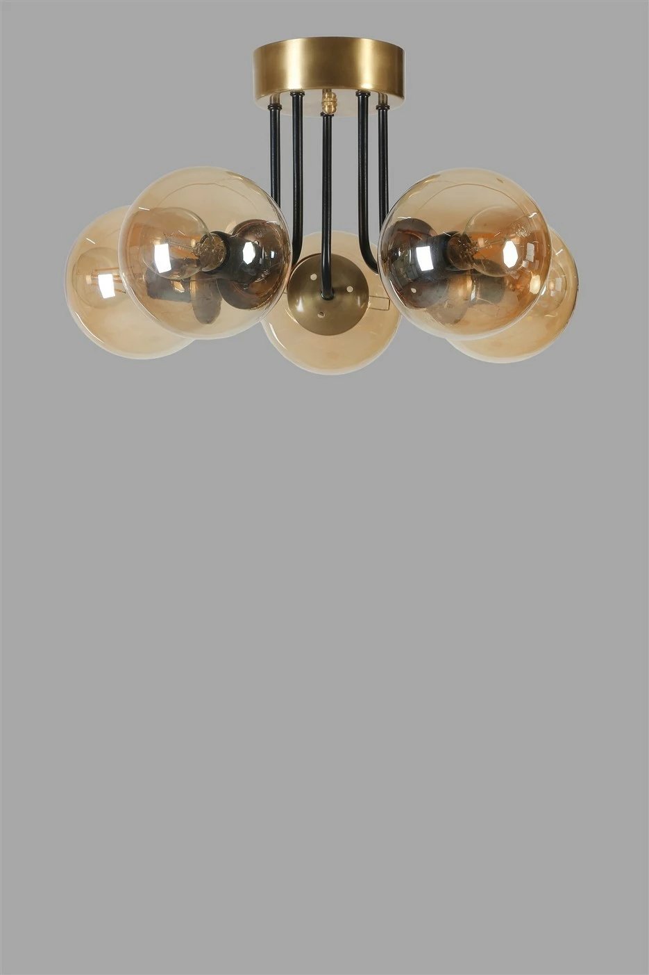 Llambë tavani Opviq Pablo 5 llampa, ngjyrë eskitme, xham bal