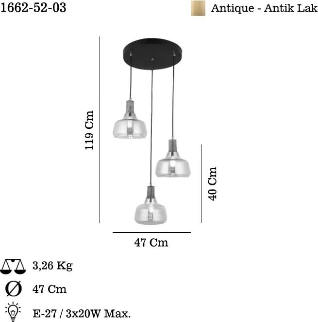 Llambë varëse Opviq, Ace - 52-03, ngjyrë llak antik