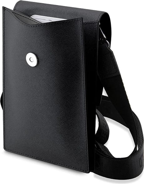 Çantë për telefon Karl Lagerfeld Saffiano Karl & Choupette, e zezë