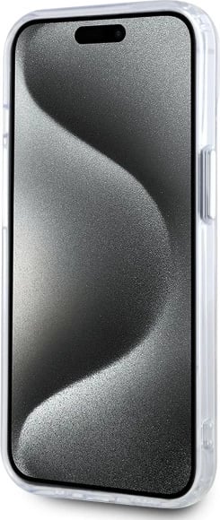 Mbështjellës Karl Lagerfeld IML Metal Karl&Choupette Head MagSafe për iPhone 15, Bardhë