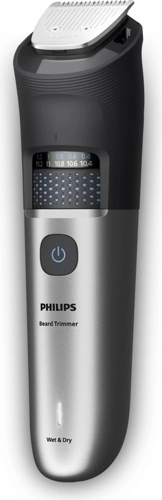 Trimmer mjekre, Philips BT7670/15, 40 nivele 0.4–20 mm, teh metal vetë-mprehës, 120 min, Wet & Dry, gri
