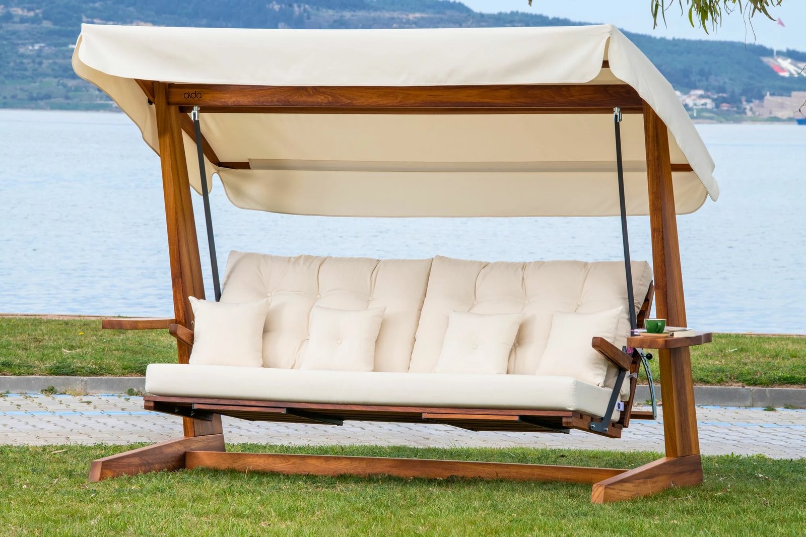 Karrige lëkundëse treshe për kopsht, ngjyrë bezhë, Luna Deluxe 2600