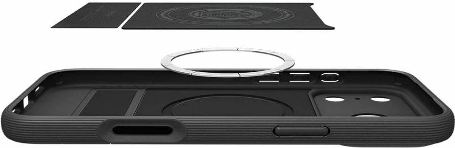 Mbështjellës Spigen Parallax S me MagSafe për iPhone 17 Pro, TPU me këmbë mbajtëse, e zezë mat