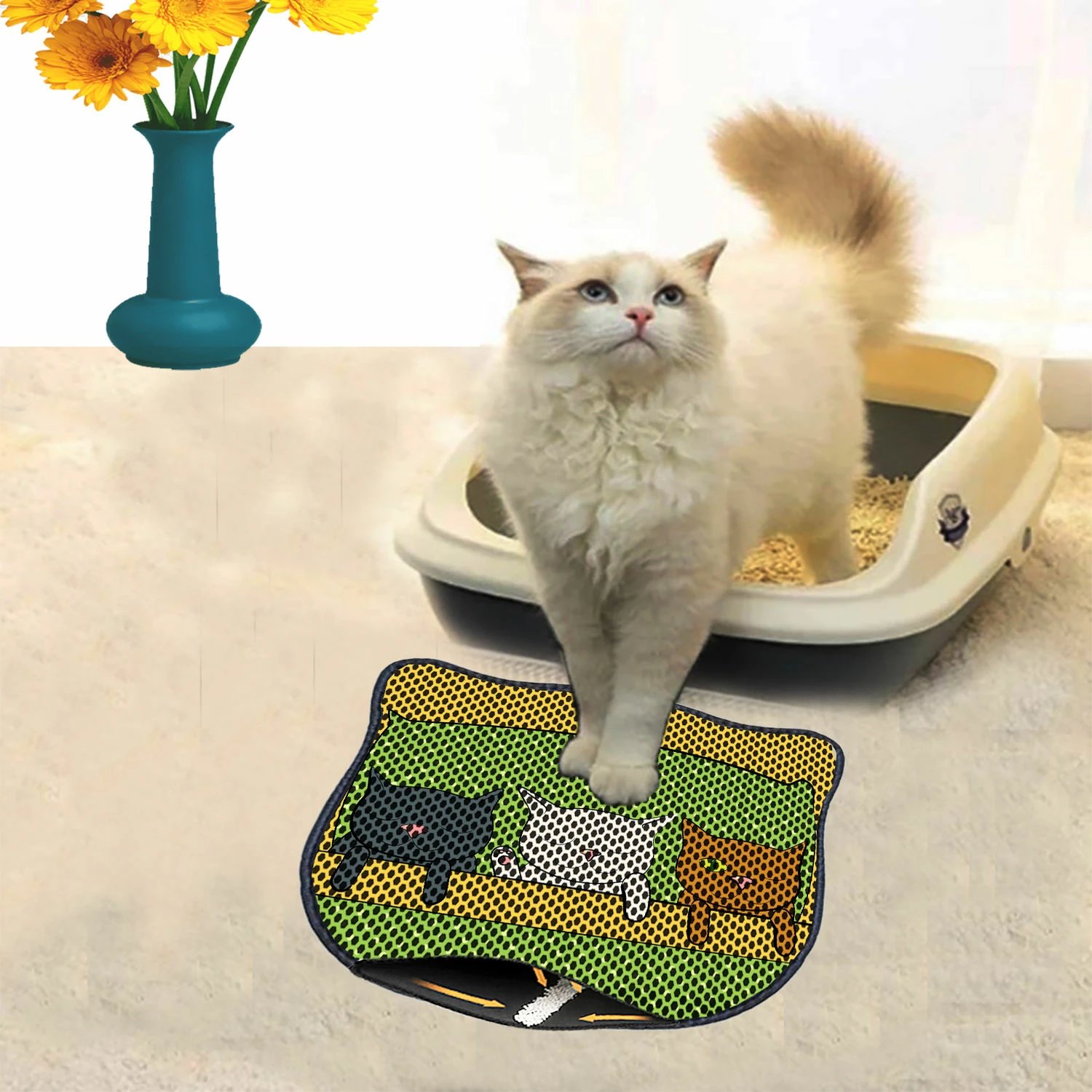 Tapet për rërë mace, shumëngjyrësh, Paws & Whiskers, Kdkafa0231, 40x50cm