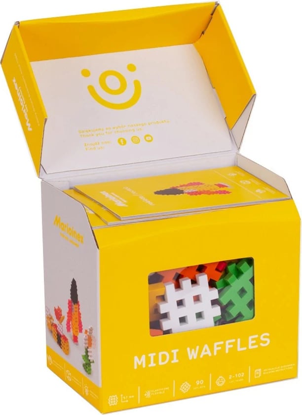 Set lodrash ndërtimi Marioinex Waffle Blocks Midi, 90 elemente, shumëngjyrëshe