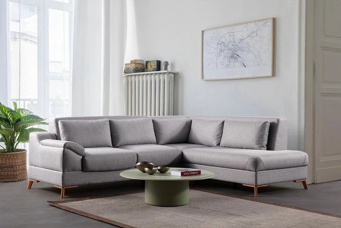 Kënd divan-krevat Atelier del Sofa, ngjyrë gri, (L2 + Chl djathtas)