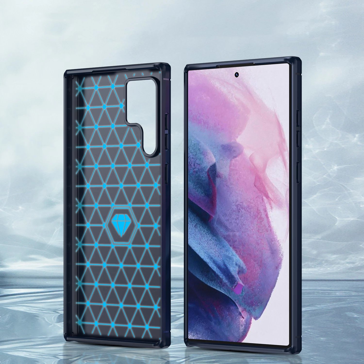 Mbështjellës Hurtel Carbon Case për Samsung Galaxy S23 Ultra, TPU, Blu