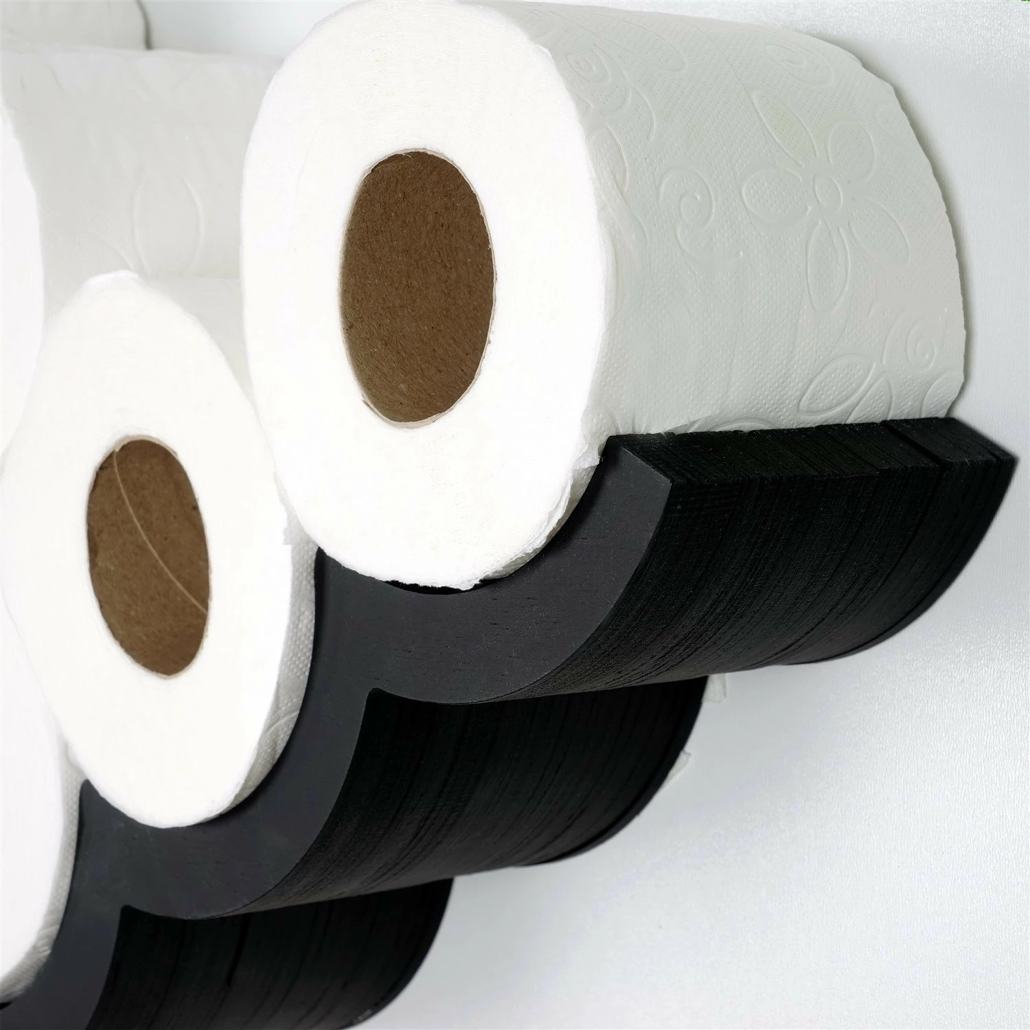 Mbajtës letre higjienike prej druri, ngjyrë e zezë, Hanah Home, WC018