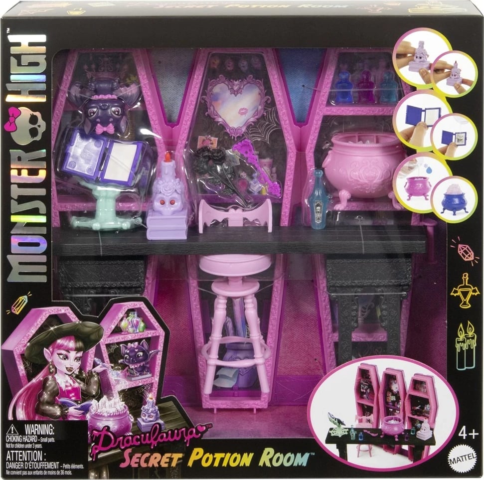 Set lodrash Monster High Draculaura Secret Potion Room, Mattel, Shumëngjyrësh