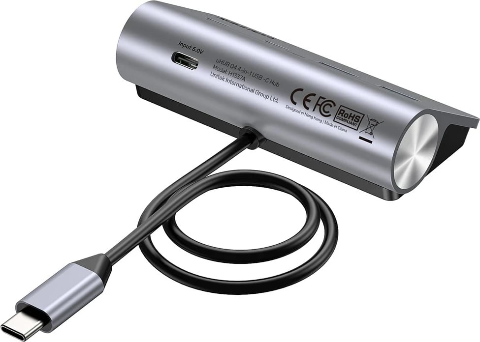 Kasë UNITEK H1337AGY01 USB-C me 2x USB-A, 2x USB-C, 5Gbps, Alumini, Argjend