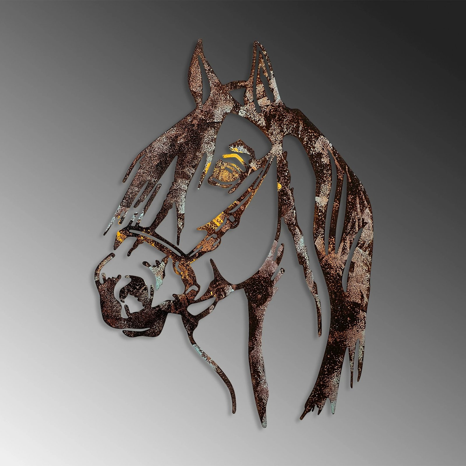 Aksesor dekorativ metalik për mur, Wallity, kalë - 2