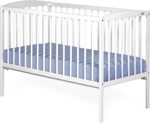 Krevat për bebe, Drewex, CLASICO, dru pishe, rregullim 3 nivele, shufra të heqshme, ngarkesë deri 20 kg, i bardhë