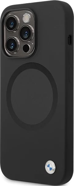 Mbështjellës BMW BMHMP14XSILBK2 për iPhone 14 Pro Max 6.7", Liquid Silicone MagSafe, Zi