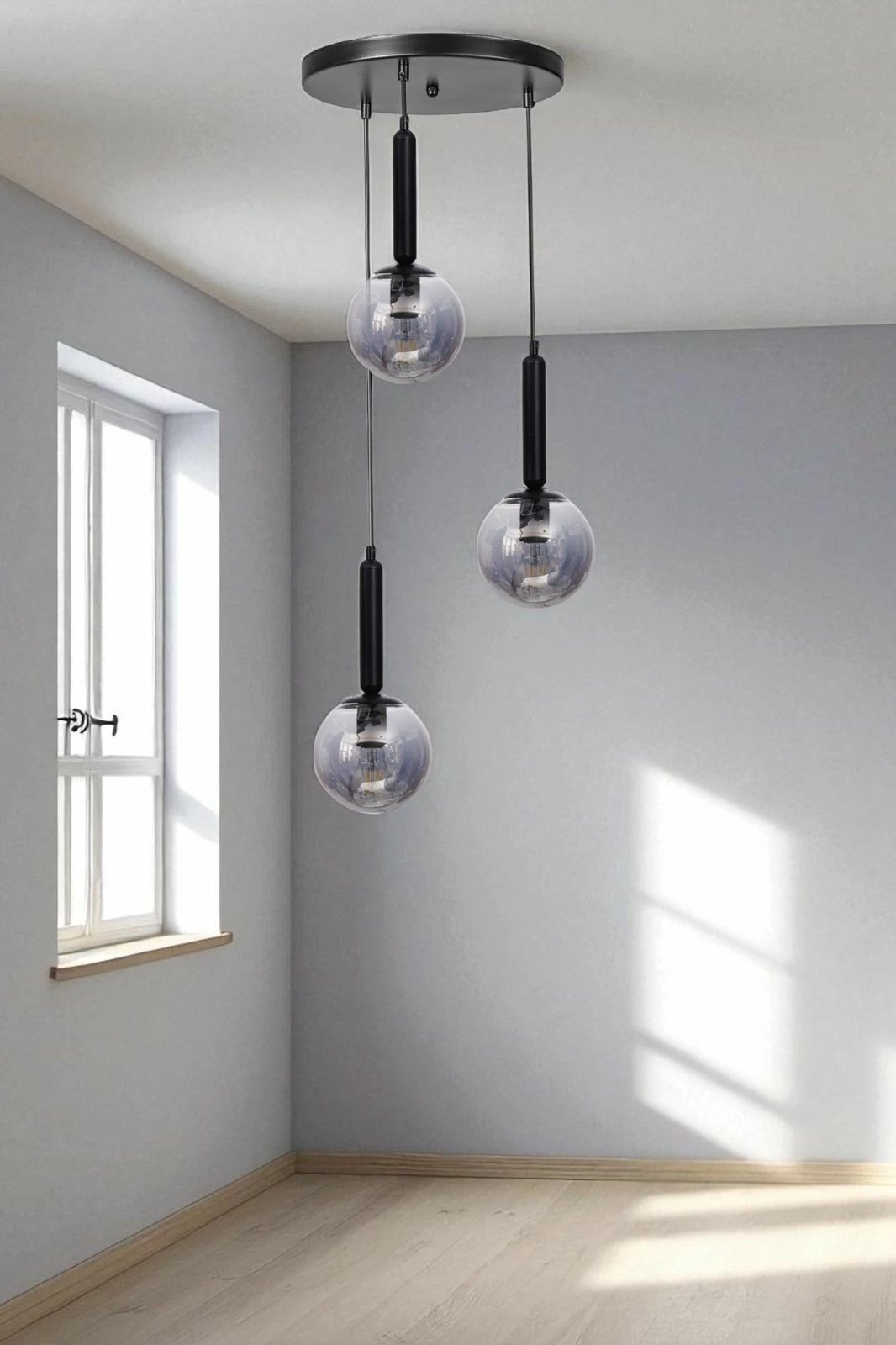 Llambë tavani Opviq, 9059-3, metal dhe xham, gri/zi