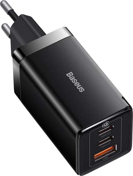 Karikues muri Baseus GaN5 Pro, 65W, 2xUSB-C, 1xUSB-A, me kabllo USB-C në USB-C, i zi