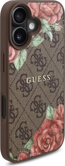 Mbështjellës Guess GUHMP16SP4ROPEMCW për iPhone 16 6.1", hardcase, MagSafe, kafe
