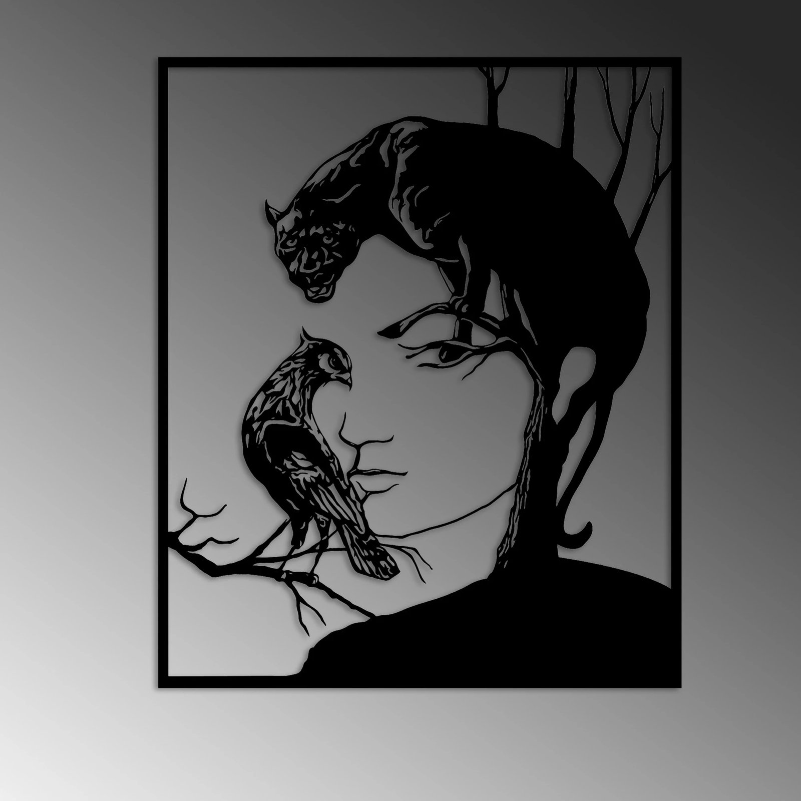 Aksesor dekorativ metalik për mur, Wallity, Illusion, ngjyrë e zezë, 46x56cm