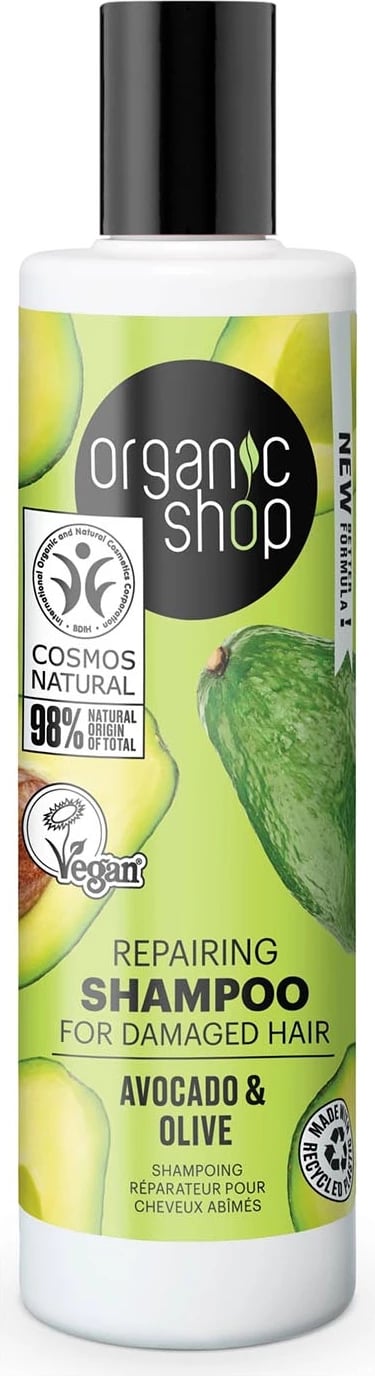 Shampon për flokë të dëmtuara Organic Shop Avocado & Olive unisex 280ml