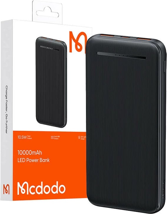 Powerbank Mcdodo MC-4631, 10000mAh, 2x USB, 10.5W, e zezë