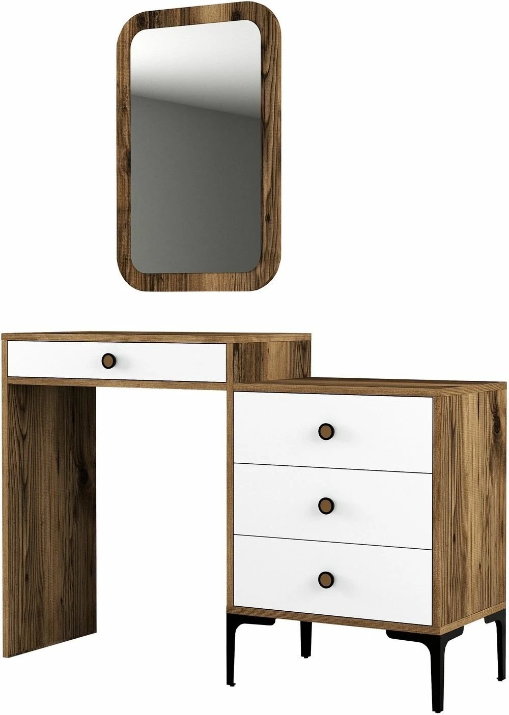 Tavolinë grimi Skye Decor, Lizbon 544, ngjyrë arre dhe e bardhë