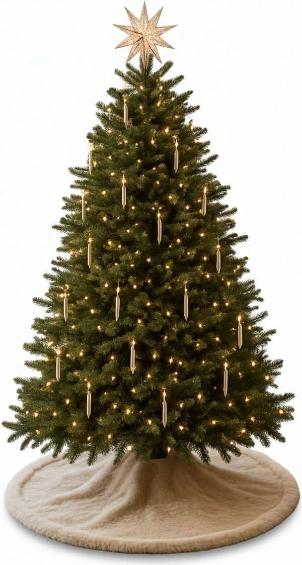 Qilim për pemë të Vitit të Ri, Evila Originals, bezhë, 100x100cm, me 6 shirita