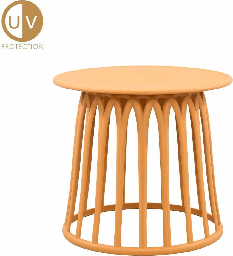 Tavolinë anësore, model shportë, ngjyrë mustard, 49.5x49.5x44 cm