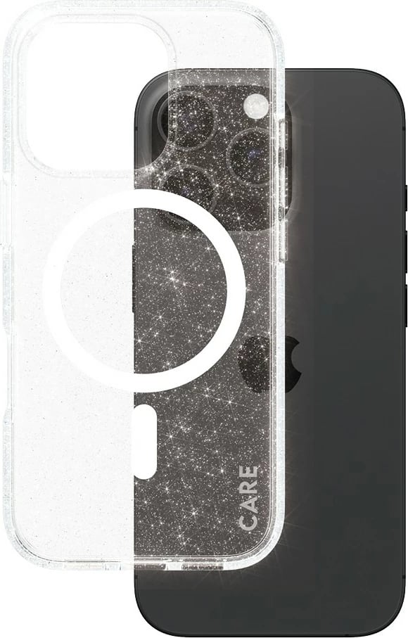 Mbështjellës PanzerGlass CARE Case Flagship Star Lit White MagSAFE për iPhone 16 Pro, transparent