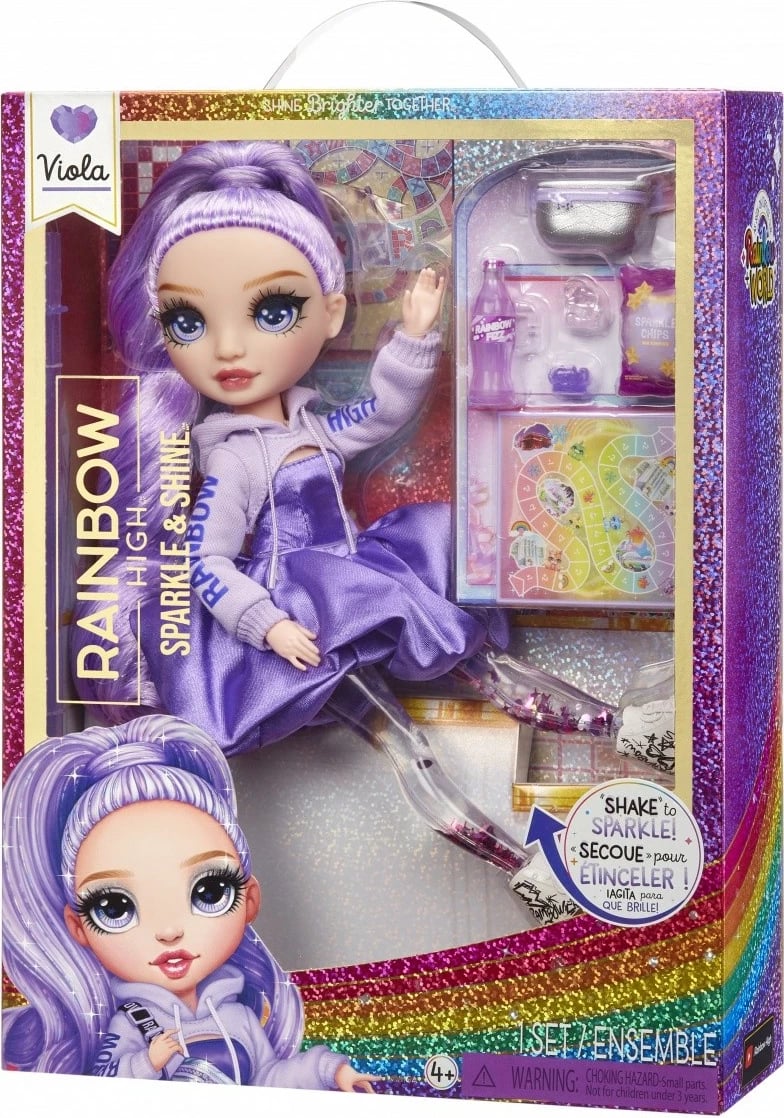 Kukull Rainbow High Sparkle & Shine Viola me aksesorë, 11 inç, vjollcë