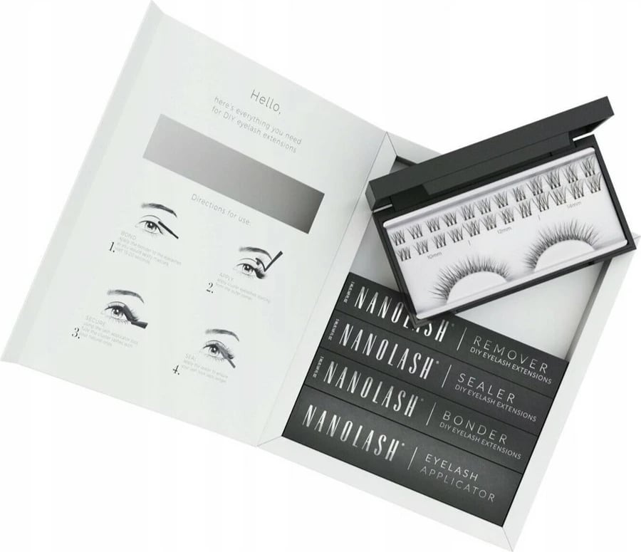Set për zgjatje qerpikësh për femra Nanolash DIY Extensions Starter Kit, 36 copë, e zezë