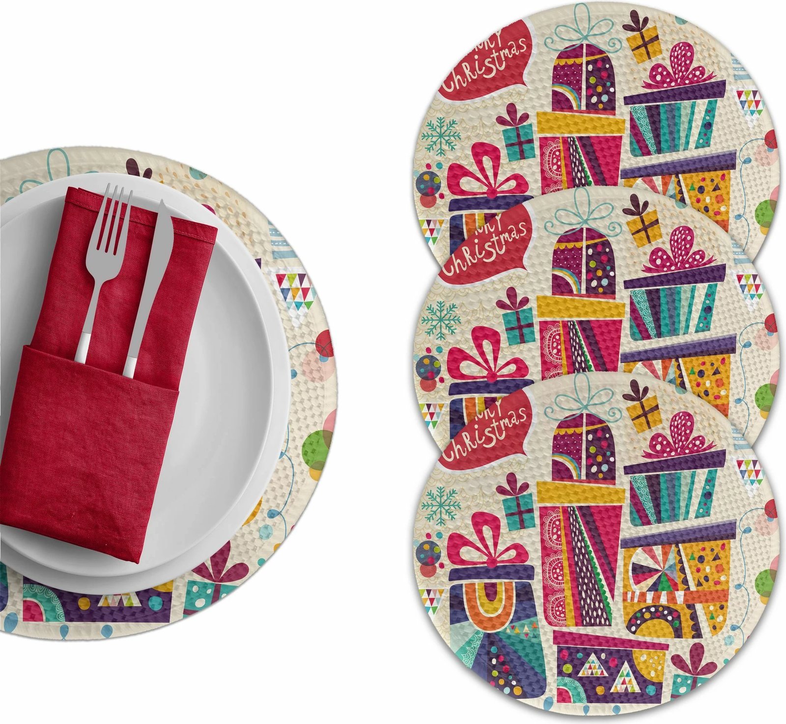 Set nënshtruesish për tavolinë, shumëngjyrëshe, Hermia Concept, 2993Supla, 4 copë