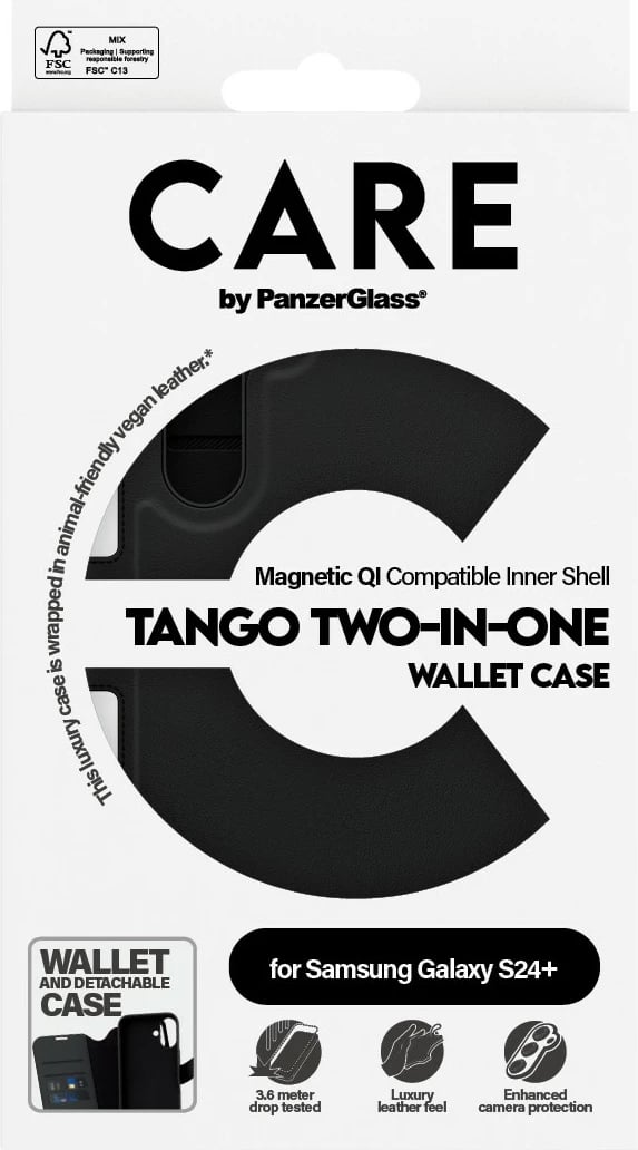 Mbështjellës PanzerGlass CARE Feature Case 2-in-1 MagSafe për Samsung S24+, i zi