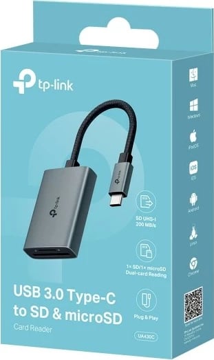 Lexues kartash TP-Link UA430C, USB 3.2 Gen 1, Type-C, Gri