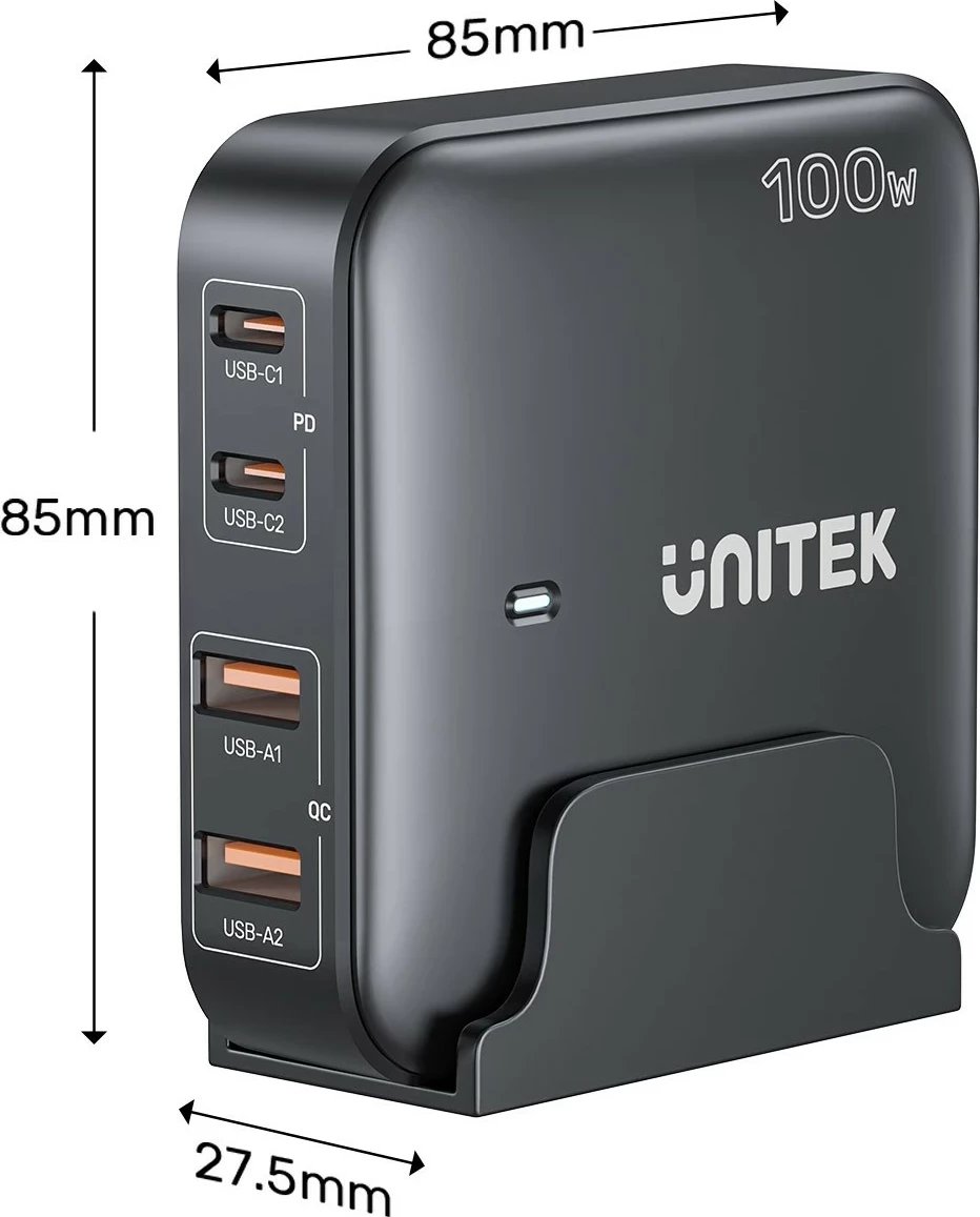 Karikues Unitek GaN 100W 2xUSB-A 2xUSB-C, i zi