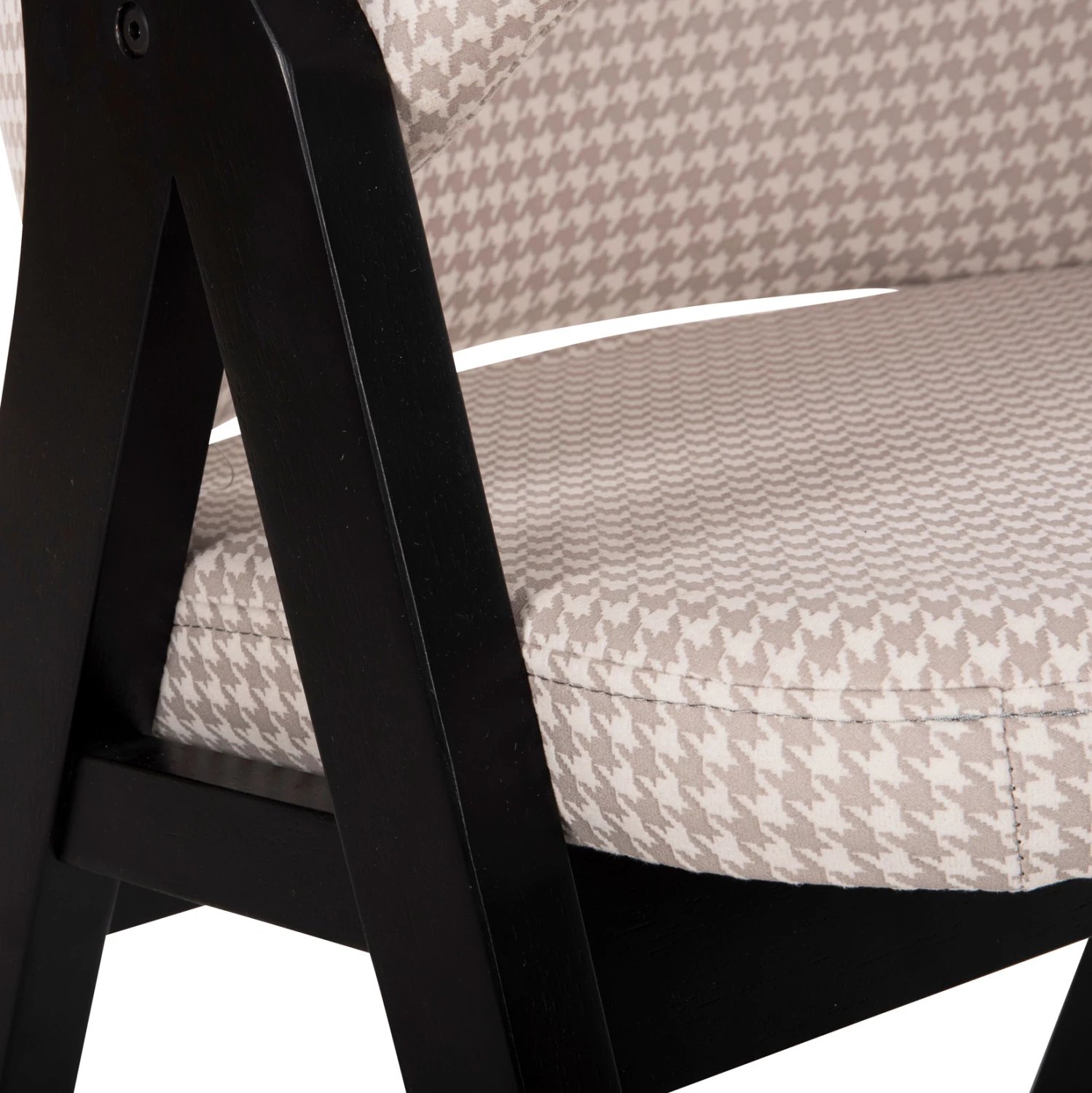 Karrige për ngrënie HANA FH9746.01 dru gome në të zezë-me pëlhurë në të bezhë 55x60x84H cm., set prej 2 copë