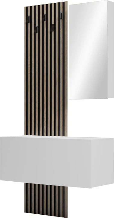 Mobilje korridori Arika me pasqyrë, ngjyrë e bardhë-sonoma, 100x37.1x199.5cm