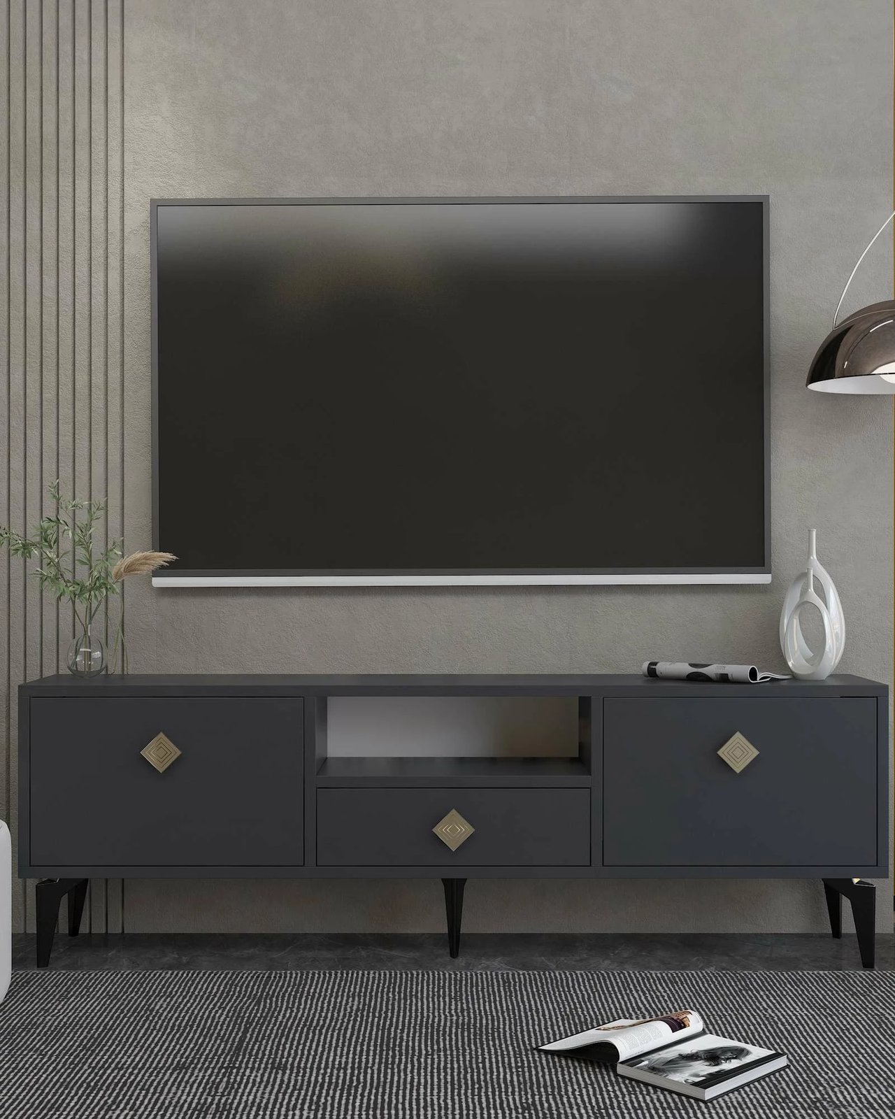 Komodë TV Skye Decor, anthracite, gold, 1304-DROP-1