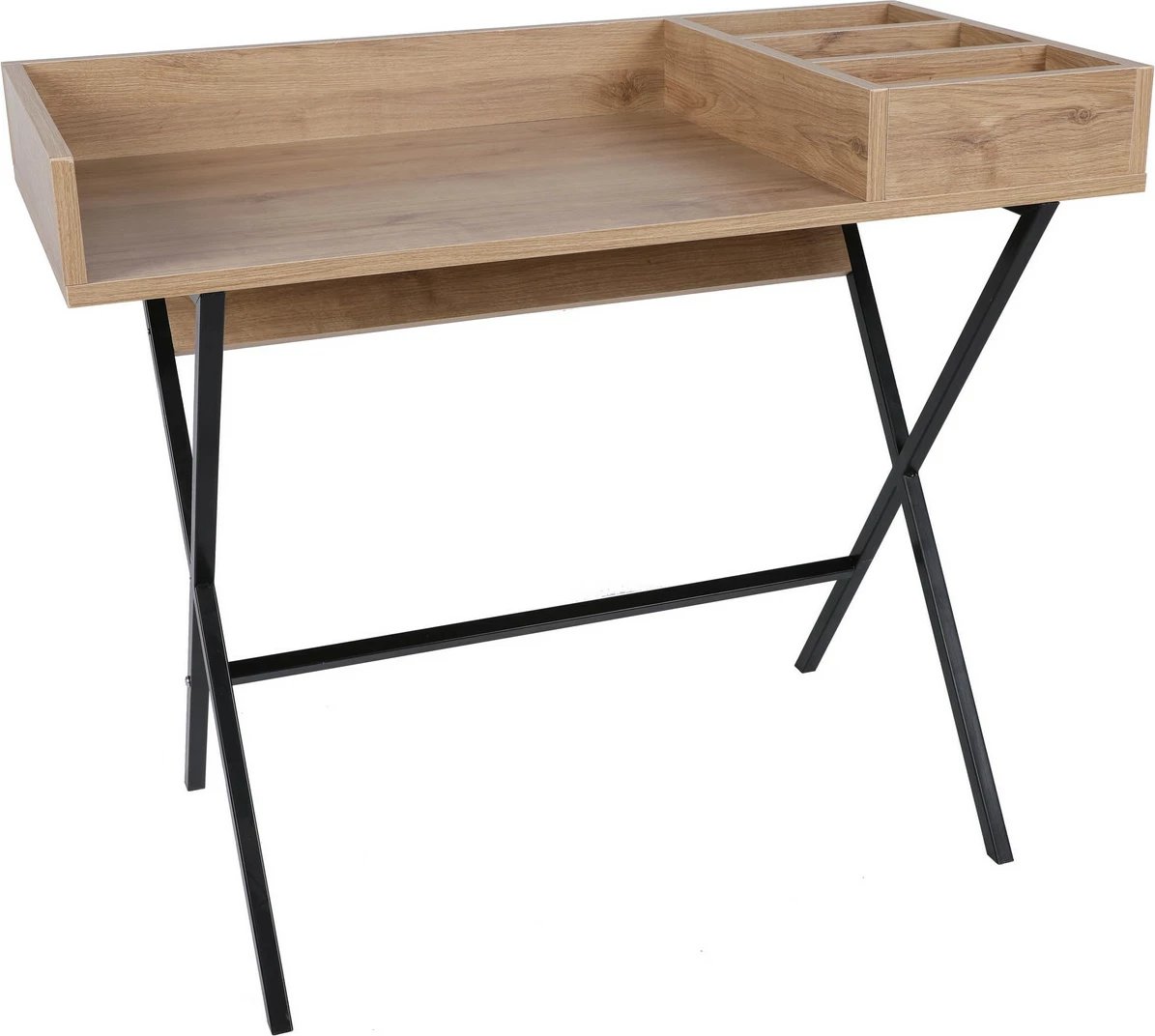 Tavolinë pune për studim, ngjyrë lisi dhe e zezë, Skye Decor, Roma