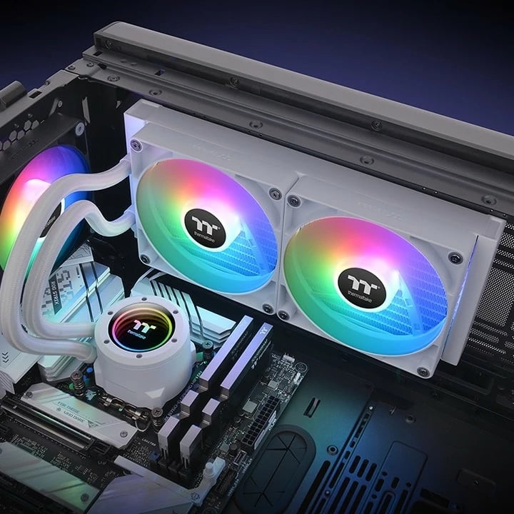 Ftohës i lëngshëm gjithë-në-një Thermaltake TH280 V2 ARGB Snow, 14 cm, 84.32 cfm, Bardhë