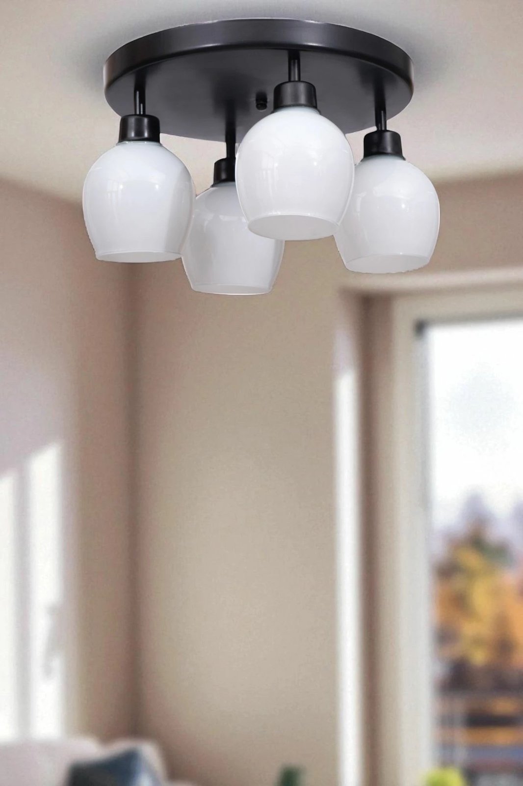 Llambë tavani Opviq, metal e xham, e bardhë dhe e zezë, 9019-4