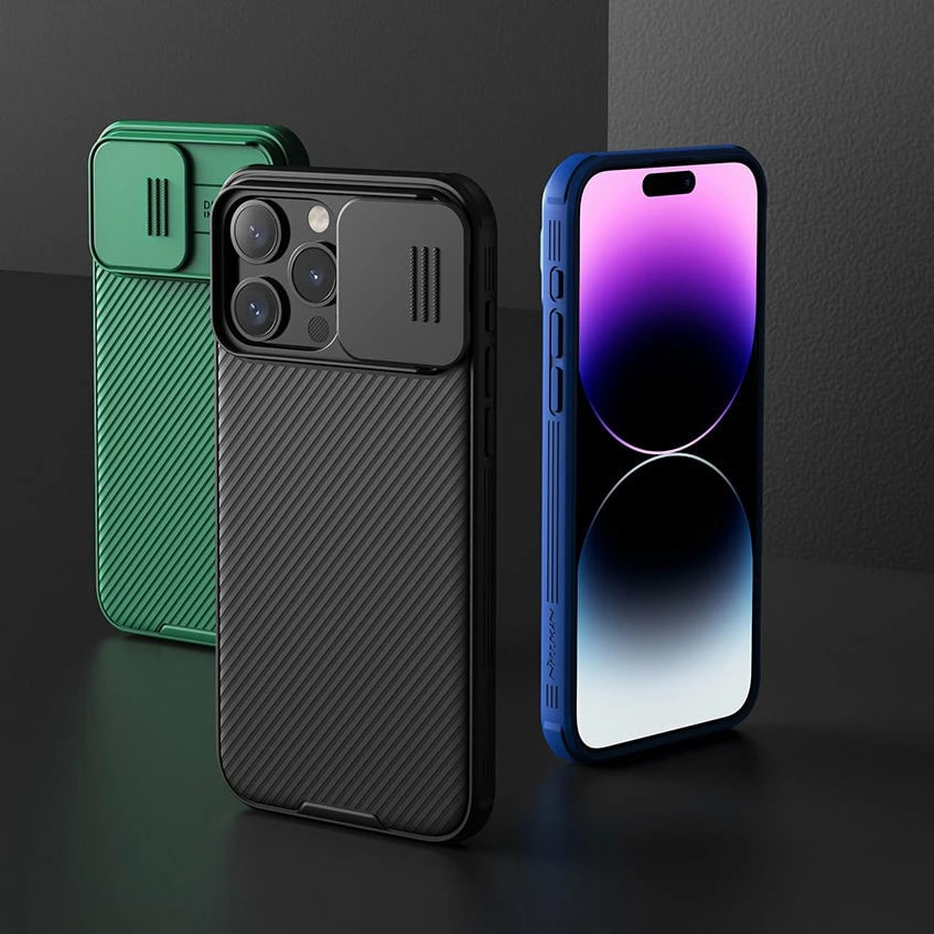 Mbështjellës Nillkin CamShield Pro Magnetic për iPhone 15 Plus, me kapak kamere, i zi