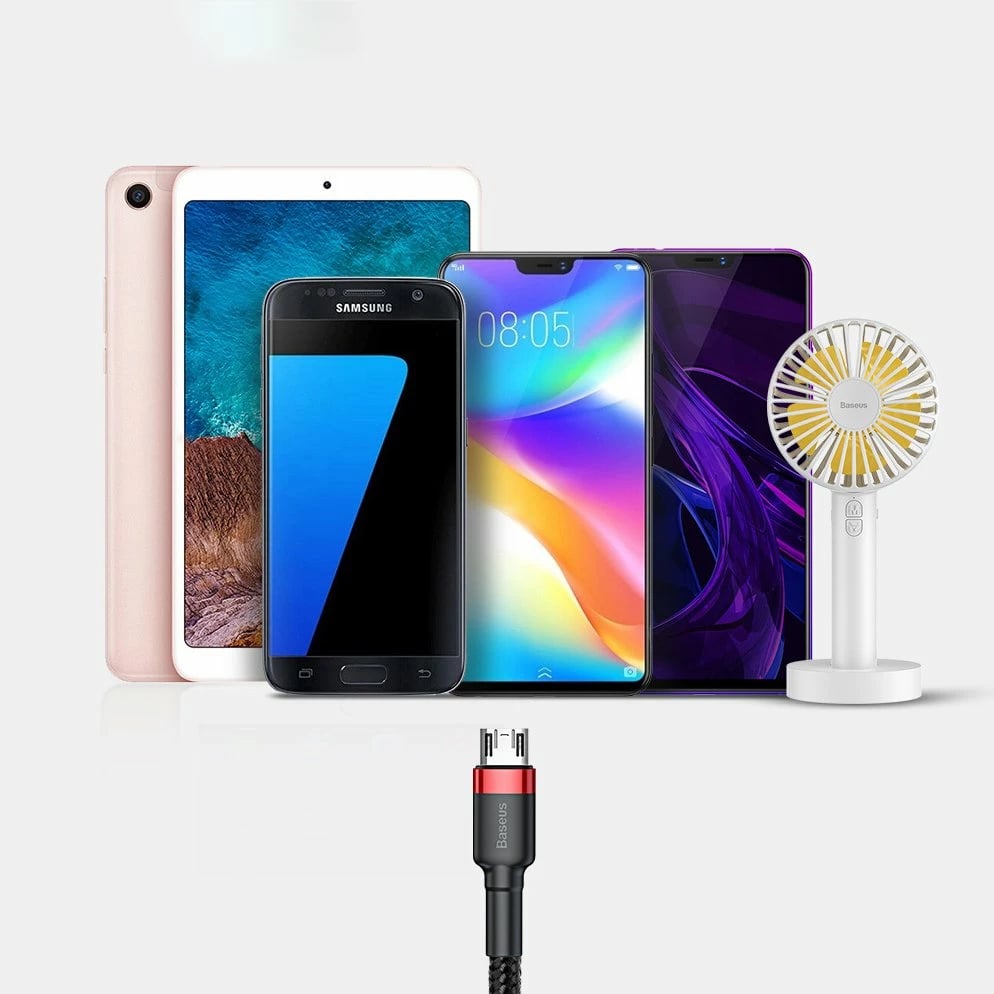 Kabllo Baseus Cafule, USB në micro USB, 3m, 2A, e zezë-kuqe Kabllo Baseus Cafule, USB në micro USB, 3m, 2A, e zezë-kuqe