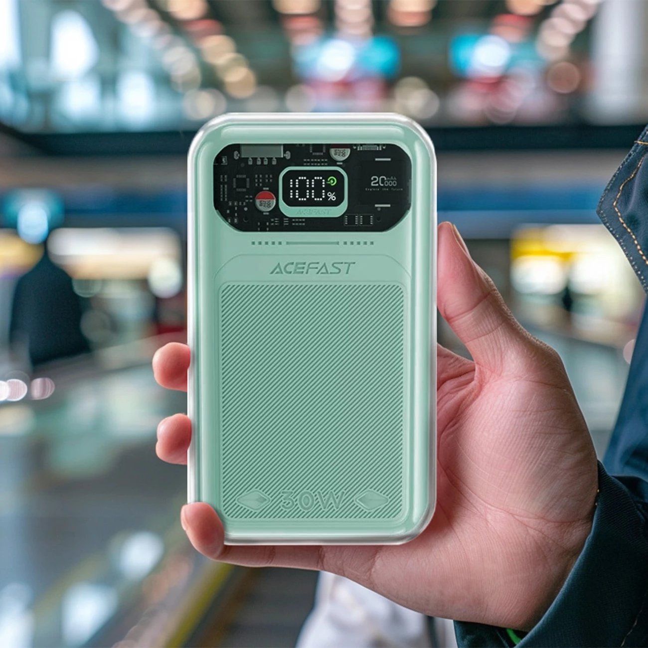 Powerbank Acefast Sparkling Series M2, 20000mAh, 30W, i gjelbër