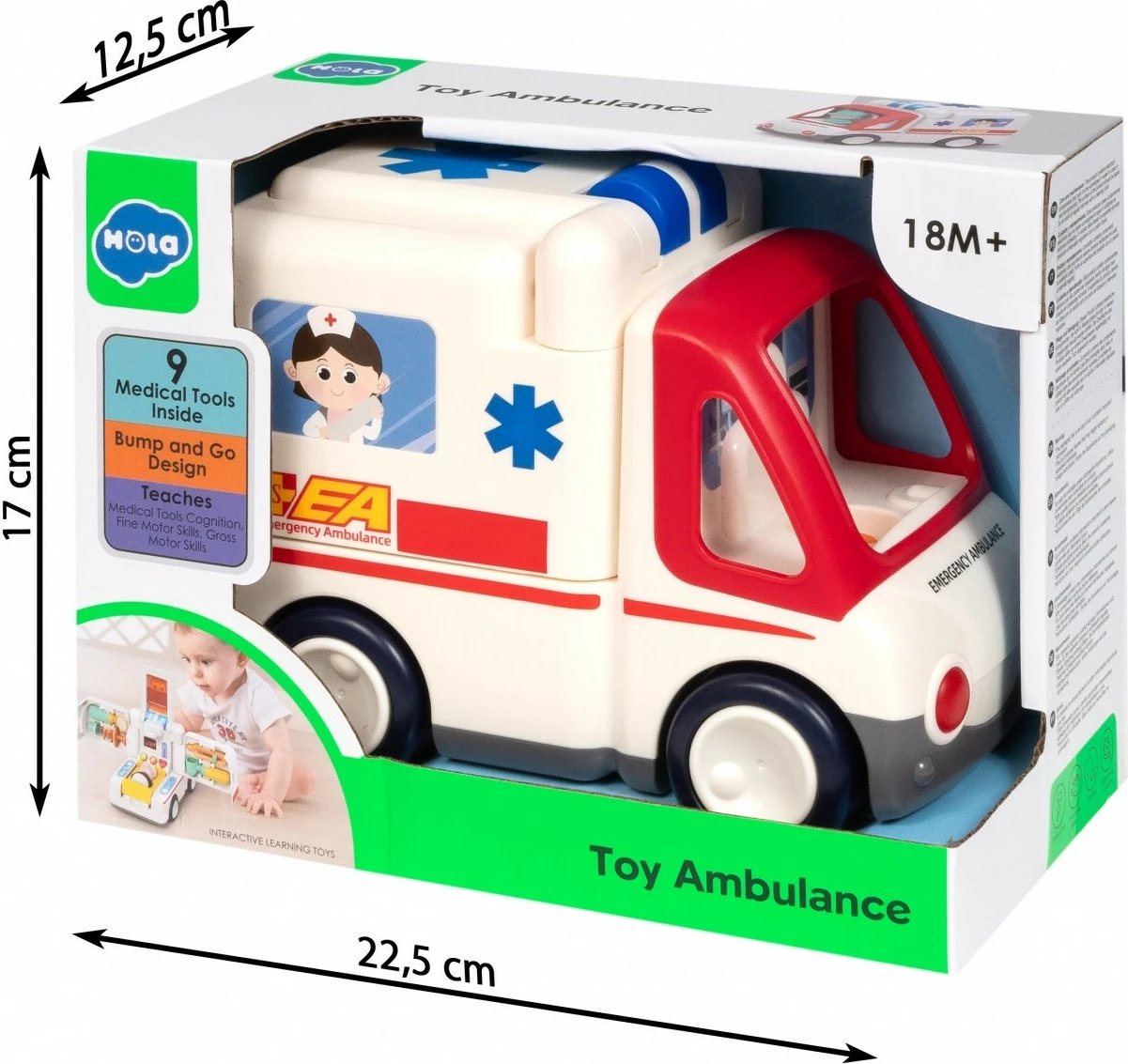 Lodër ambulancë Smily Play Hola E9997, muzikë dhe drita, shumëngjyrëshe