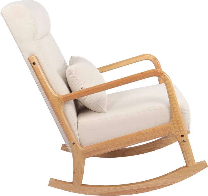 Karrige lëkundëse Edeldy, material krem, këmbë ngjyrë natyrale, 102x66x99cm